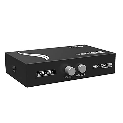 AYECEHI 2 Port VGA Switch Video Selector Switcher Box 15 Pin VGA 2 in 1 Out Switcher Two Way VGA Video Switch for PC TV Monitor - Black