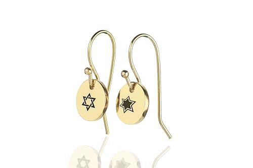 Boucles d'oreilles Étoile de David personnalisées : bijoux pendants ronds judaïsme