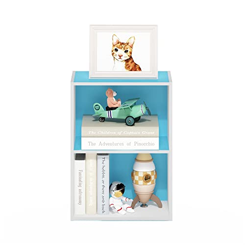Image of Furinno Luder Bookcase /Book /Storage, 2-Tier, Light Blue /White (Pack of 4)