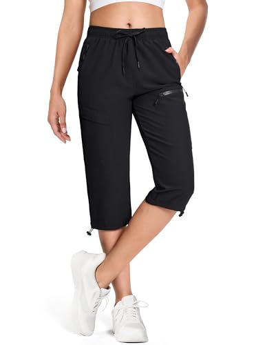MAGCOMSEN Women's Hiking Capri Pants UPF 50+ Lightweight Quick Dry Casual Golf Cargo Crop Pants with 5 Pockets Summer