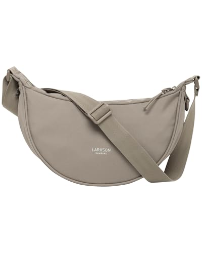 LARKSON Bolso Bandolera Mujer Gris - Solveig Small - Bolso Riñonera de Media Luna - Bolsa de Ocio de Moda para Viajes, Trabajo - Compartimentos Grandes - Correa Ajustable