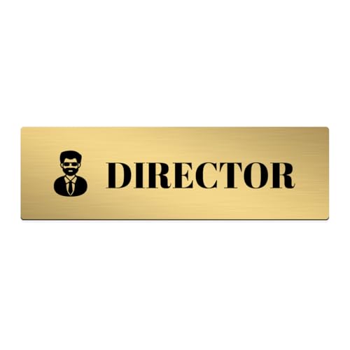 Image of Brushed Silver PVC Office Sign with Double-Sided Tape | Durable 10x3 Inch Signage for Clinics, Malls, Gyms & Hospitals - Available in Silver & Gold (Brushed Gold, Director)