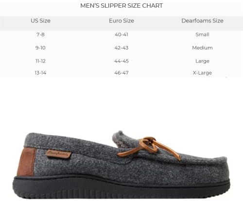 Dearfoams Men's Woodstock Energy Return Comfort Indoor/Outdoor Memory Foam Moccasin with Tie Slipper, Wool Blend Grey, Small | Image 2