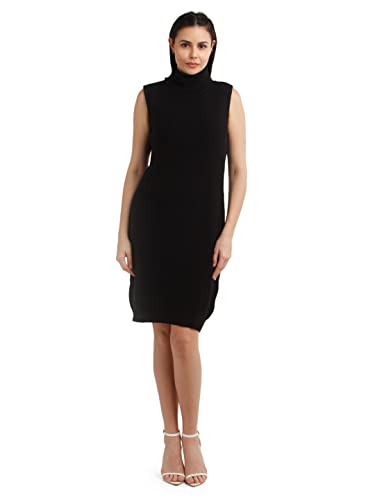 Image of Zink London Women's Black Solid Straight Short Dress