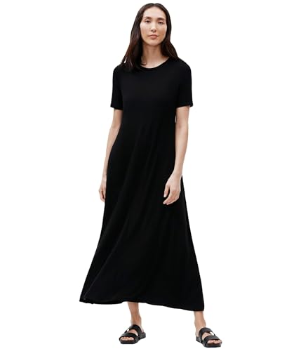 Eileen Fisher Women's Crew Neck Dress, Black 2