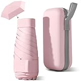 HCQC Paraguas de Viaje Plegable - Ultra Compacto y Portátil, Protección UV 99% e Impermeable - Paraguas Plegable para Hombre y Mujer (Rosa)
