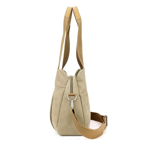 Bolso pequeño de lona para mujer estilo tote multi-bolsillos miniatura 6