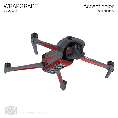 Image of WRAPGRADE Partial Skin Stickers for DJI Mavic 3 / Mavic 3 Classic Accent Color (SUPER RED)