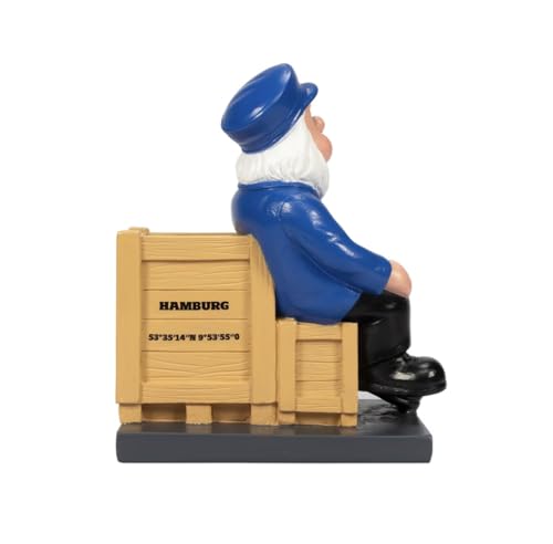 HSV Hamburger SV Gartenzwerg ** Holzkiste **, ca. 7,4 x 12,5 x 14,7 cm, 100% Polyresin