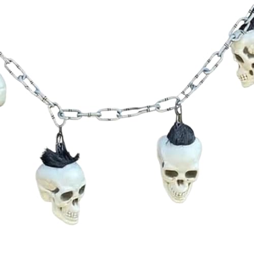 Guirnalda de calaveras para Halloween: decoración espeluznante en cadena para pared y porche 7