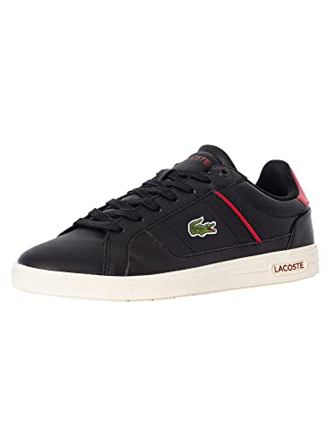 Lacoste Europa Pro 222 1 SMA - Zapatillas Deportivas de Cuero con Forro Reciclado para Hombre, Negro, Rojo, 43 EU