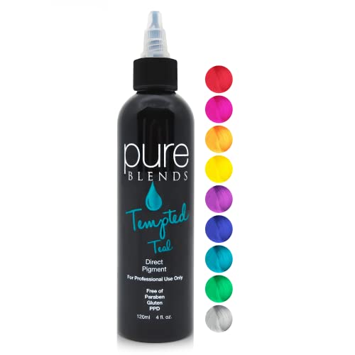 Pure Blends Tempted Teal Semi Permanent Direct Hair Dye Pigment | Stain With Vivid Tones | For Color Treated Hair | Keratin Infused & Cruelty Free | Sulfate, Sodium Chloride, Ppd & Paraben Free #TOP9