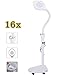 Produktbild LED-Lupenleuchte für den Boden, 16-fache Vergrößerung, höhenverstellbar, mit Rollhalterung, um 360 Grad drehbar, für Schönheitssalon, Arztpraxis, Weiß