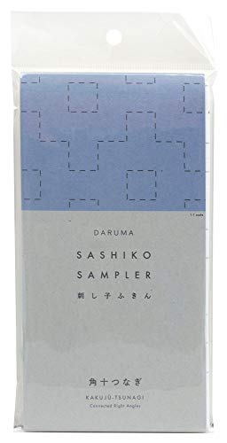 Image of Yokota Daruma Sashiko Cloth Sashiko Fabric - Pre-Printed Sashiko Sampler - White with English Instruction Inside (White KAKUJU-TUNAGI)