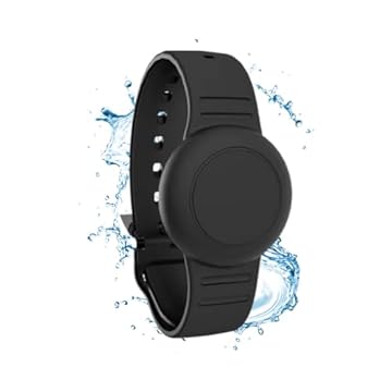 Pulseira De Silicone À Prova D’água Impermeável, Compatível Com Rastreador Airtag, Ajustável Estilo Relógio, Resistente, Durável e Confortável, Antiperda Para Adultos E Crianças – HEISIL (PRETO)