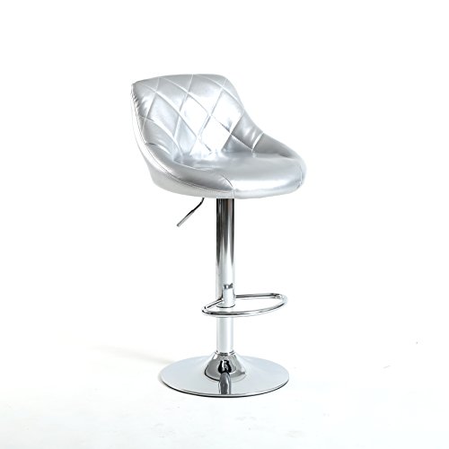 Magshion Bar Stools Set Of 2, Adjustable Counter Height Swivel Barstools Modern Dining Chair Bar Pub High Stool With Back For Kitchen Island, Silver #TOP2