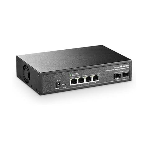 MokerLink 6 Port 10Gbps Managed Switch, 4x10G Etheret RJ45, 2x10G SFP+ Support 1G and 10G SFP+, 120Gbps Bandwidth, Small L2 Web Managed Network Switch Cover