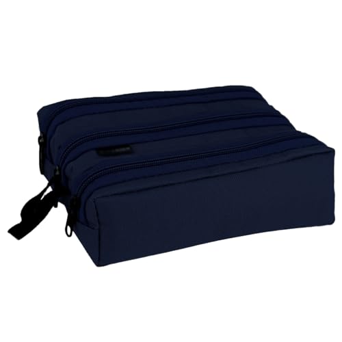 Estojo Escolar Infantil Organizador 3 Divisorias Bolsinha de Lápis Organizador Triplo (AZUL MARINHO)