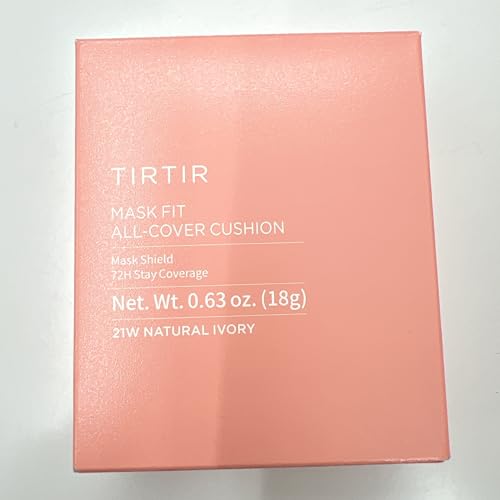 TIRTIR Mask All-Cover Cushion Foundation, Full coverage, Skin fit, Satin Glow Finish, Korean Cushion Foundation #21W NATURAL IVORY, 18g