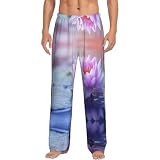 Versátil para el hogar y el ocio: ideales para fines de semana perezosos en casa, estos pantalones de pijama de franela con estampado de flor de loto púrpura son perfectos para descansar en la cama, sofá o mientras disfrutas de un libro y una taza de café caliente. Están diseñados para la máxima comodidad y relajación