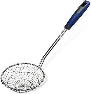 Tasty Kitchen Skimmer with Spider Head, Stainless Steel Kitchen Strainer with Soft-Touch Handle, Spider Strainer, Wire Mesh Spoon, Dimensions: 40 x 13 x 8.5 cm Colour: Dark Blue, Silver
