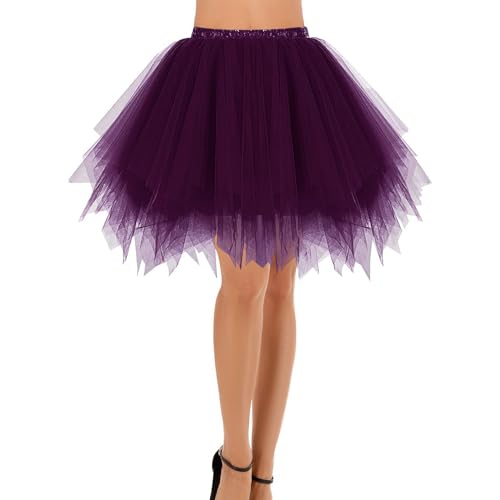 Women's 50s Vintage Tulle Skirt Layered Mesh Petticoat Puffy Tutu Ballet Bubble Halloween Rave Dance Birthday Skirts