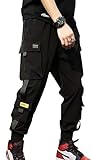 Streetwear Hip Hop Pants Cargo Pants Joggers for Men Women Unisex Couple Sports Casual Active Sweatpants Black-09 Large