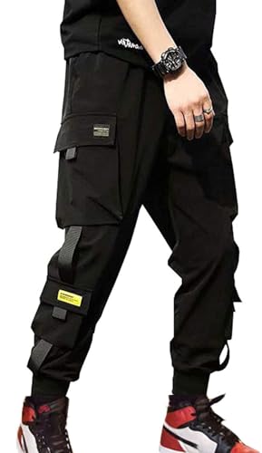 Streetwear Hip Hop Pants Cargo Pants Joggers for Men Women Unisex Couple Sports Casual Active Sweatpants Black-09 Large