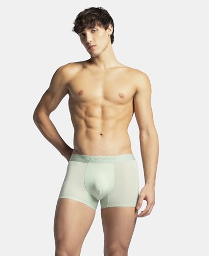 Image of Jockey IC44 Men's Tactouch Microfiber Elastane Stretch Seamfree Bonding Solid Trunk with Internal Breathable Mesh Pistachio M