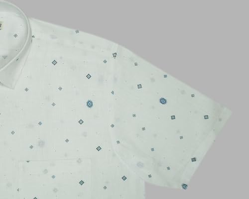 Image of GHPC Cotton Linen Printed Half Sleeves Regular Fit Formal Shirt for Men