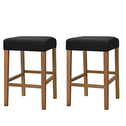 Hfcnmy Stool Covers Rectangle,Stretch Rectangle Bar Stool Covers Elastic Chair Seat Slipcoversjacquard Saddle Seat Cover Vanity Stool Cover Counter Stool Covers For Wooden Metal Bench(2 Pack,Black) #TOP11