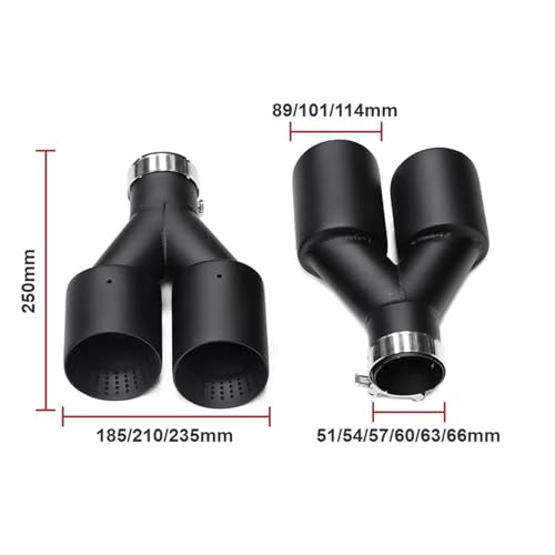 Buse acier inoxydable noir mat résistant pour embout échappement double - 7