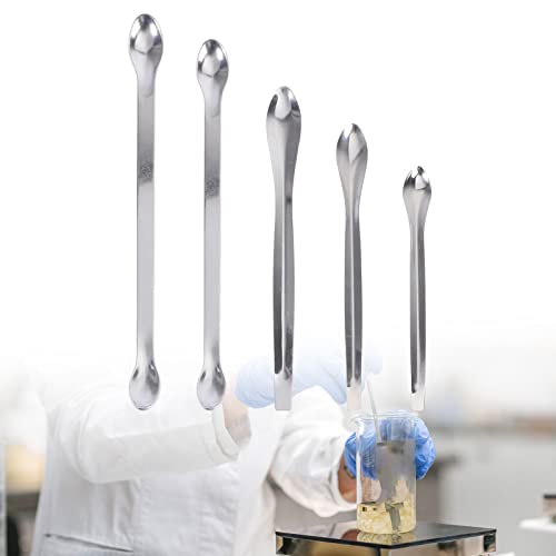 Cuillères en Acier Inoxydable Set,Micro Cuillères à échantillon,Cuillère de Laboratoire,Spatules de Laboratoire,Micro Cuillère de Laboratoire,Spatules de laboratoire en Acier Inoxydable,5 PCS