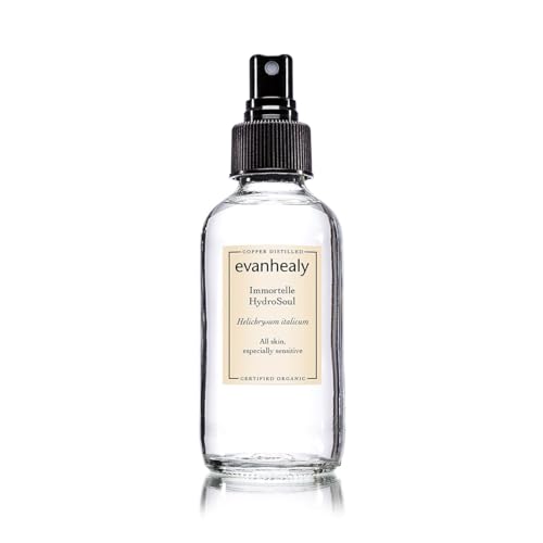 evanhealy Immortelle HydroSoul | Copper Distilled Hydrosol | Organic Facial Tonic | Face Toner for Dark Circles & Morning Eye Puffiness | Spicy Warmth, Smokey, Maple Sweet Fragrance