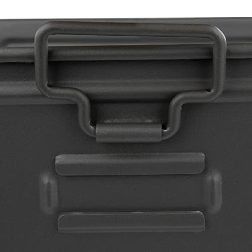 Spectrum Diversified Macklin, Stamped Steel & Wire Basket For Closet & Cubby Storage Vintage-Inspired Design With Customizable Label Plate, Medium, Industrial Gray #TOP5