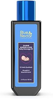 Blue Nectar Baby Oil with Organic Ghee, 100% Natural Baby Massage Oil with Coconut Oil & Olive Oil (100ml)