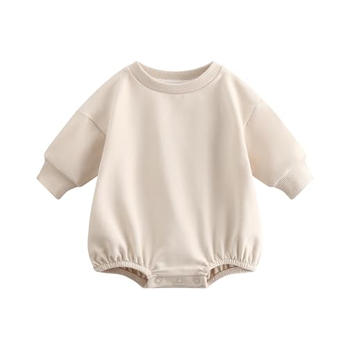 Bafeicao Baby Boy Girl Sweatshirt Romper Bubble Romper,Apricot,3-6M