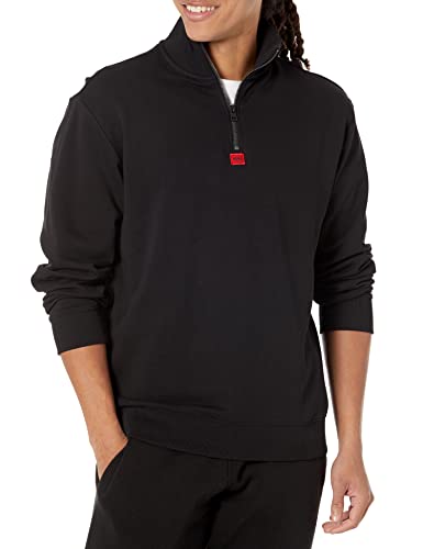 HUGO Men's Square Logo Quarter Zip Cotton Sweatshirt