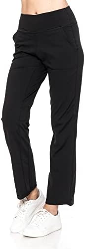 Leggings Depot Women's ActiveFlex Jogger Pants with Pockets (Straight Leg, Black, Medium)