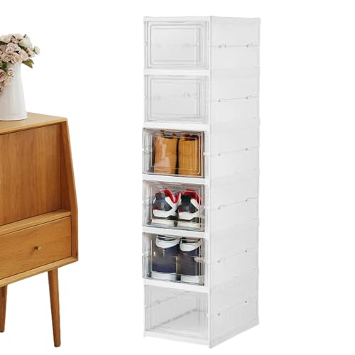 Sghtil Organizador - Almacenamiento de zapatos transparente y ayuda a ordenar - Caja de almacenamiento apilable transparente plegable para dormitorio, pasillo, casa