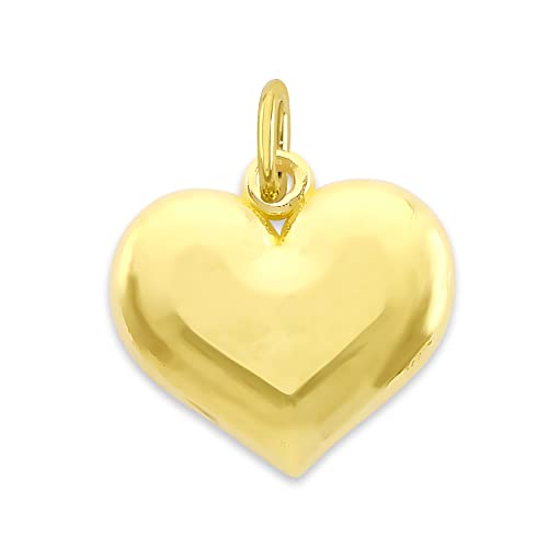 Solid 10k Gold Heart Microcharm, Mini Cute Charm Romantic Symbol with Clasp