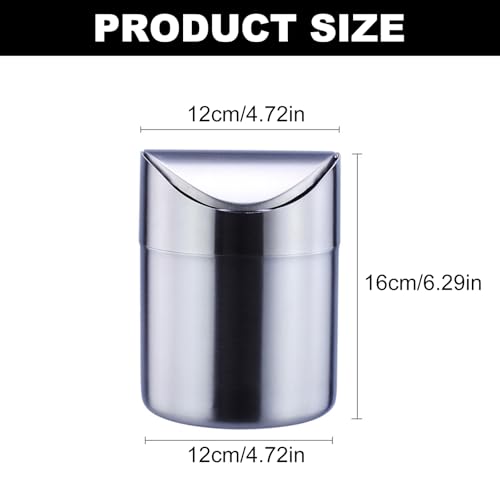 Caneca de basura pequeña de acero inoxidable para escritorio miniatura 3