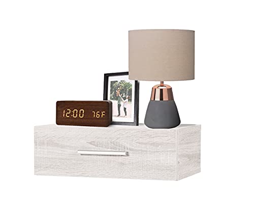 DHOME Mesita de Noche para Dormitorio 1, 2 o 3 cajones mesitas mesilla sinfonier sifonier 6 cajones Cama habitación (Ártico 1 Cajón Flotante, 1 Unidad)