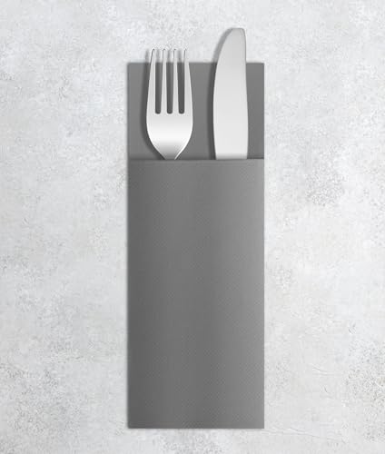 VelaHub Airlaid 50 Besteckservietten, Hochwertige, Einwegserviette, 32X40 cm, Grau