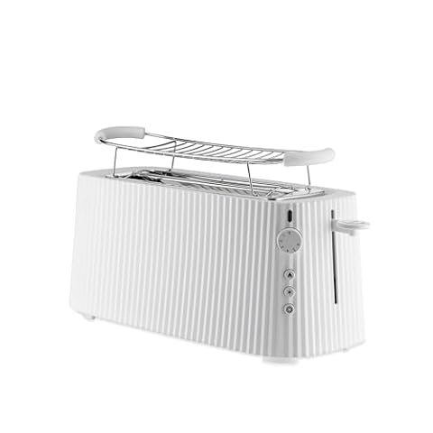 Alessi Plissé MDL15 W - długi toster z podwójną komorą, z żywicy termoplastycznej, nasadka na bułki ze stali nierdzewnej 18/10 i żywicy termoplastycznej, wtyczka europejska 1700 W, biały