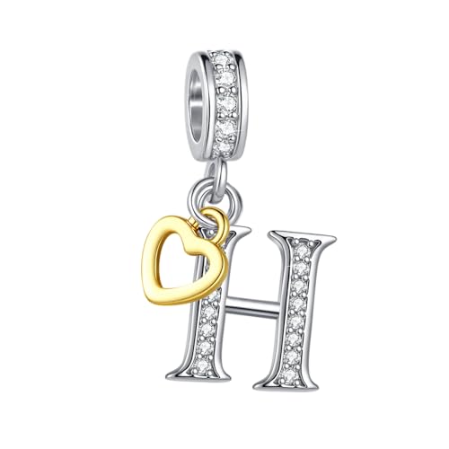LSxAB Abalorio de plata con corazón compatible con pulseras y collares Pandora, para mujer, joyería de cumpleaños, regalos H