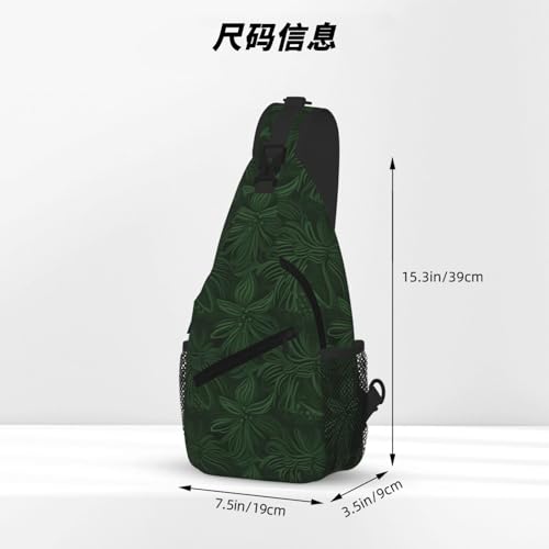 Bolso cruzado negro con patrón floral para senderismo miniatura 4