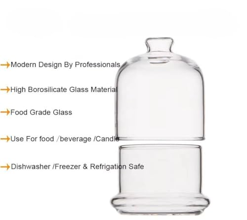 Image of Ask Me Glass Bell Jar Collection | 5 Inch Glass Dome Food Container | Decorative Storage Jar with Lid for Kitchen, Snacks, Sweets, Cakes & Home Decor | Clear Display Cloche Dome Jar (1)