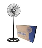 Ventilador de Pedestal Silencioso, Abanico Industrial de 3 Velocidades, Motor Oscilatorio de 65w, Ahorrador de Energia,...