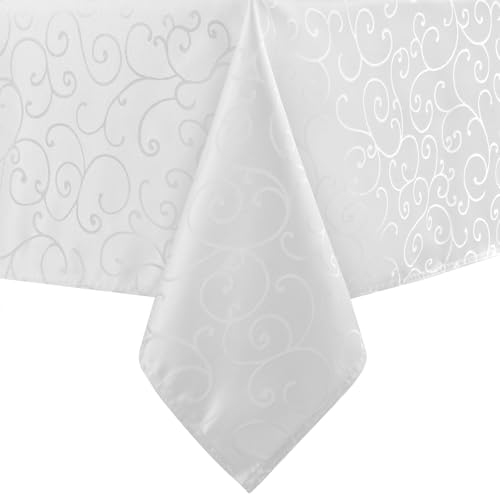 Damast Tischdecke Weihnachten 13 Romanstile weiße Tischdecke abwaschbar 140 x 240 rechteckige Damast...